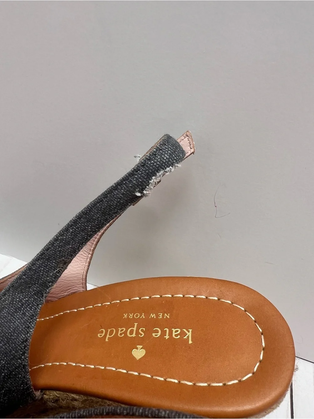 Kate Spade Jaden Chambray Wedge Sandals Bow Espadrille Size 8.5M